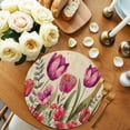 thumbnail image 2 of Pink Red Spring Floral Round 13 Inch Placemats Set of 4, Summer Botanical Tulip Vintage HeatResistant Non Slip Place Mats for Dining Table, Wipeable Braided Kitchen Table Mats for Housewarming, 2 of 9
