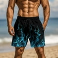 thumbnail image 2 of ZCFZJW Men's Swim Trunks Quick Dry 3D Flame Pattern Printed Beach Board Shorts with Pockets Lightweight Drawstring Elastic Waist Bathing Suits Sky Blue L, 2 of 9