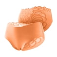 thumbnail image 2 of RYRJJ Women's Seamless Cheeky Panties Mid-Rise Lace Ice Silk No-Show Bikini Underwear for Ladies Comfortable Hipster Underwear(Orange,M), 2 of 3