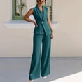 thumbnail image 4 of GILIGEGE Women 2 Piece Suit Set,Pant Suits for Women,Sleeveless Blazer Vest Wide Leg Pantsuit Sets,Two Piece Outfit Professional Office Work Pantsuits Set,Business Casual Blazer Sets Dark Blue M, 4 of 4