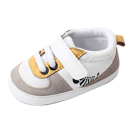 

Pimfylm Kids Sneakers Boys Baby Boys Girls Pu Leather Hard Bottom Walking Sneakers Toddler Rubber Sole First Walkers Cartoon Slippers Crib Shoes White 5