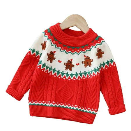 

Qudderr Baby Kids Boys Girls Christmas Knit Sweater Cartoon Pullover Sweater 1-7 Years Unisex Fall Winter Warm Jumper Tops Versatile Bottoming Shirt for Toddler