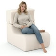 thumbnail image 1 of Gymax Floor Chair w/ Detachable Headrest Washable Ice Velvet Cover & Sponge Filling Beige, 1 of 10