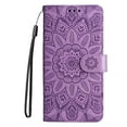 thumbnail image 2 of SaniMore for Samsung Galaxy A54 5G Wallet Case, Shockproof PU Leather Stand Cover with Card Slot Flip Kickstand Embossed Flower Magnetic Clasp Wrist Strap for Samsung A54 5G, Purple, 2 of 9