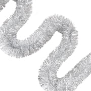 FGY 50 Feet Christmas Tinsel Garland Silver Tinsel Foil Garland Decoration for Tree Wall Rail Home Event - Silver
