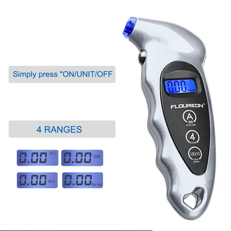Bike Tire Gauge FLOUREON MD - 01 Portable Digital LCD Tire Tyre Wheel Air Pressure Gauge Tester for Car Truck Bicycle ()