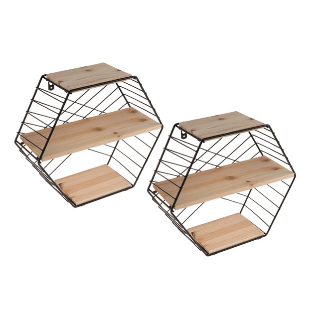 Estante de hierro de 2 uds., Estante de almacenamiento de pared hexagonal, estante de libro para s de plantas yotijar Estante de pared de rejilla hexagonal de hierro