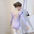 thumbnail image 7 of SERTG Girls Long Sleeve V-Neck Skirt Solid Color Practice Wear Dress Kids Dance Gymnastics Outfit Skirts(Purple#1,3 Years), 7 of 7