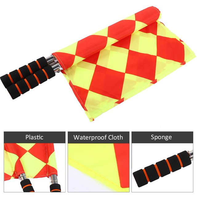 TOPINCN Football Referee Flag, Linesman Flag,2Pcs/Bag Soccer Football Referee Sport Match Linesman Flag with Storage Bag