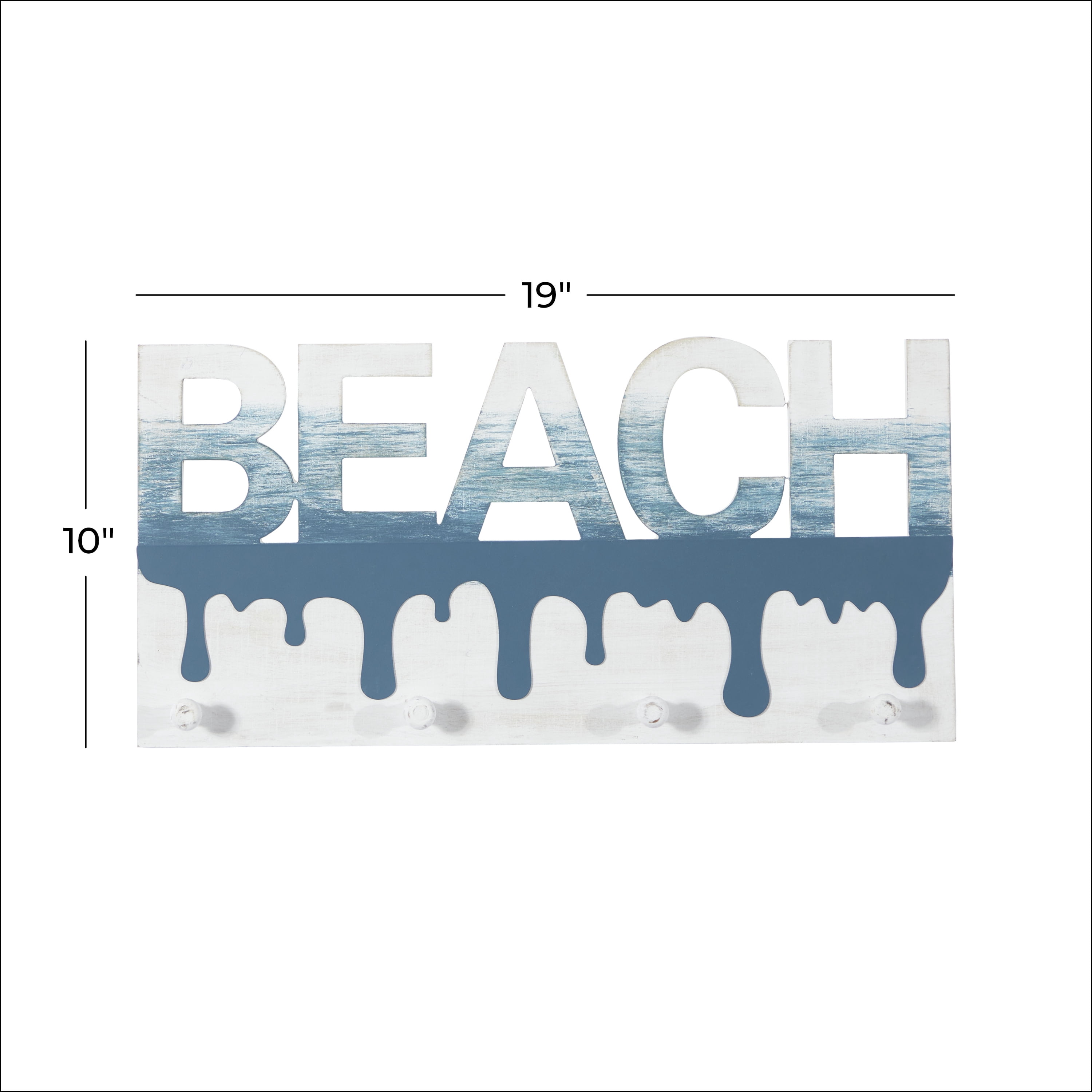 DecMode Blue Wood Coastal Wall Hook