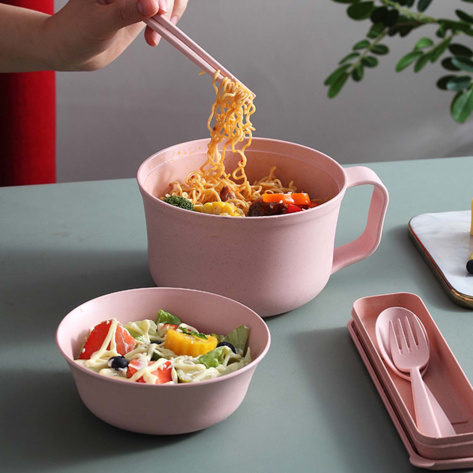 Bol à Ramen Pour Micro-ondes Avec Couvercle - Grande Capacité, Matériau PP, Pour Nouilles Instantanées Et Soupes