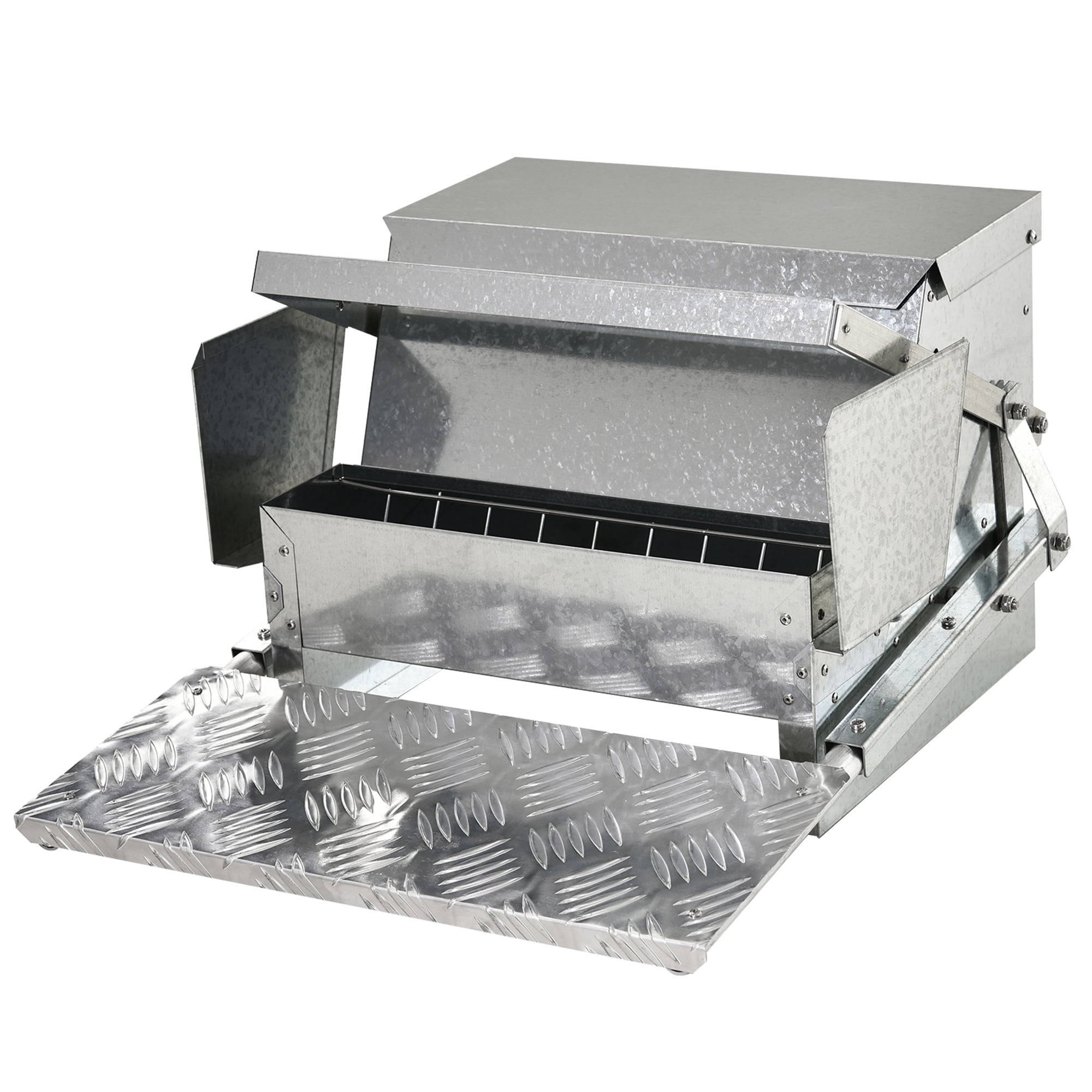 Dog Bed PawHut 25 lbs Capacity Automatic Chicken Poultry Feeder with a Galvanized Steel and Aluminium Build, Weatherproof Design,Large Dog Bed