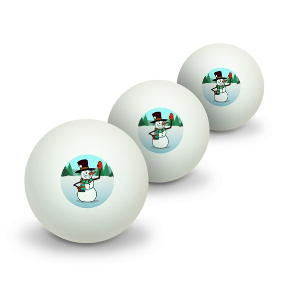 Snowman Waving Christmas Holiday Novelty Table Tennis Ping Pong Ball 3 Pack