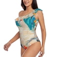 thumbnail image 5 of Daiia Playful Floral Cat Women's One Piece Swimsuits Personalized One Shoulder Swimwear Asymmetric Ruffle Bathing Suits-Medium, 5 of 8