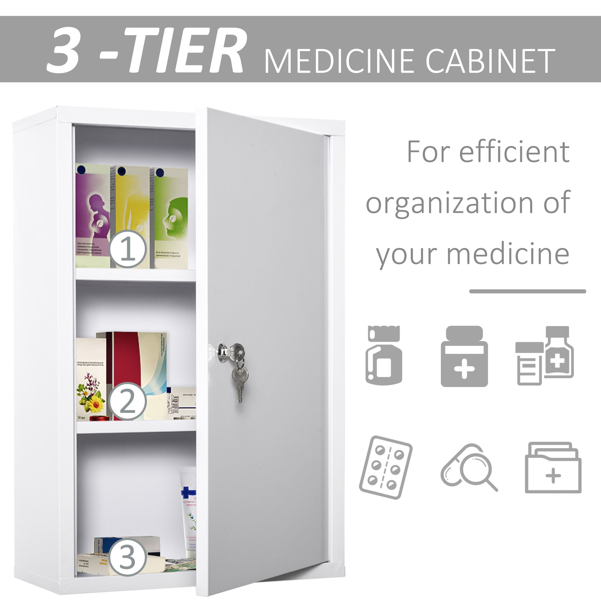 Fold 3-Layer Large Medicine Cabinet PP Medicine Organizer Box