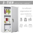 thumbnail image 4 of kleankin Steel Wall Mount Medicine Cabinet 3 Tier Emergency Box for Bathroom Kitchen, Lockable with 2 Keys, White, 4 of 8