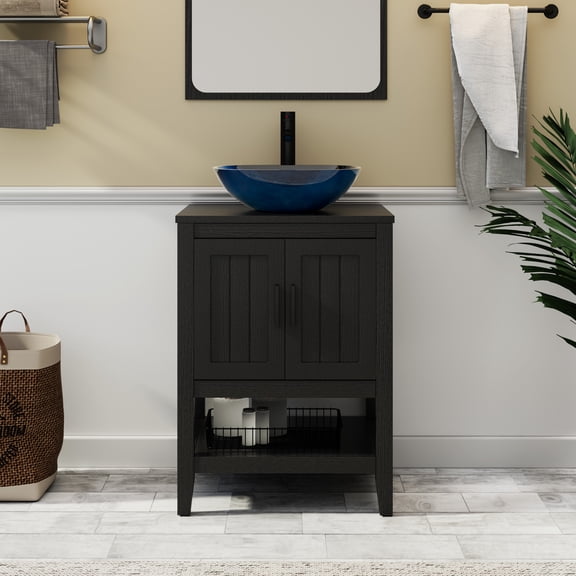 Eclife 24" Freestanding Bathroom Vanity Set with Vessel Sink, without Mirror