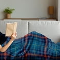 thumbnail image 3 of Checkered Soft Flannel Fleece Blanket, Cultural Pattern with Thin Lines Irish Traditional Design in Blue Colors, Cozy Plush for Indoor and Outdoor Use, 60" x 80", Blue Navy Blue Red, by Ambesonne, 3 of 5