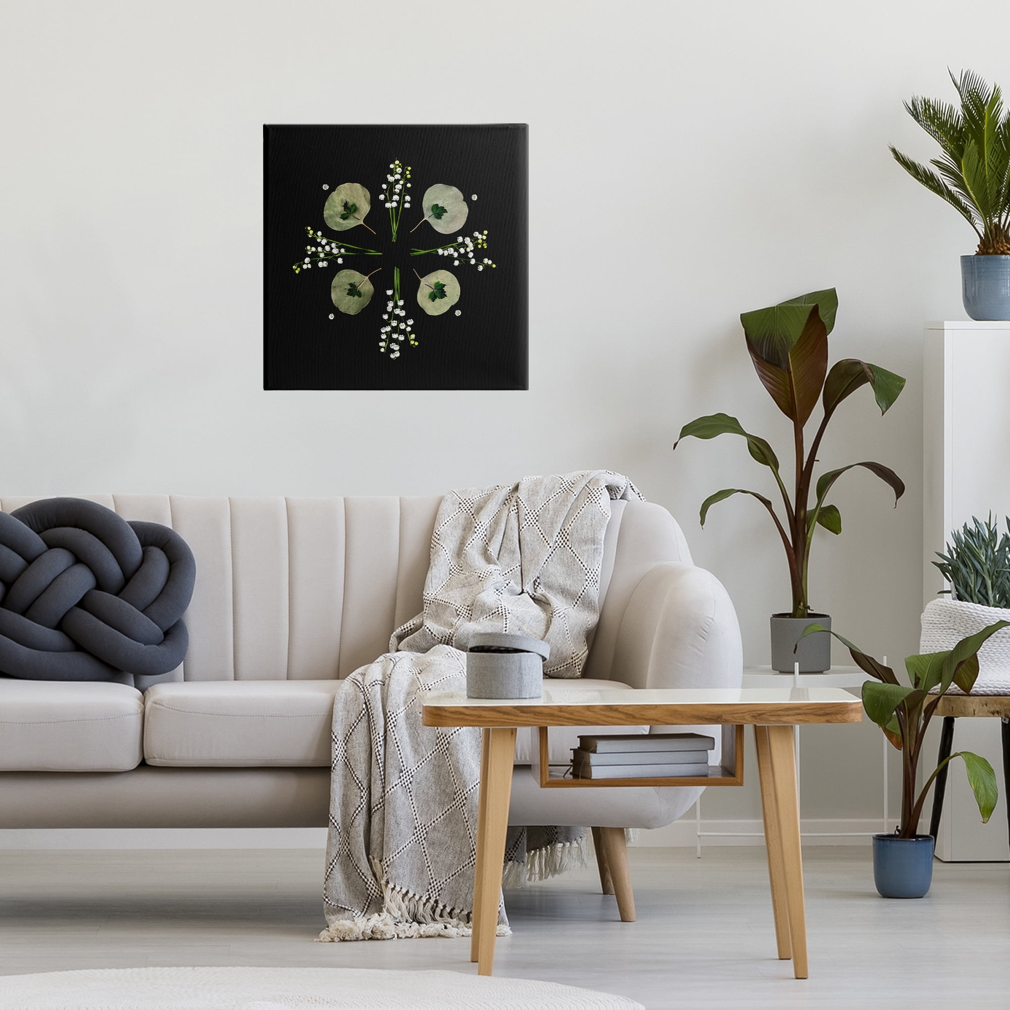 Stupell Industries Leaves & Wildflowers on Black Canvas Wall Art, design by Beth Adoette