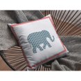 thumbnail image 4 of Éléphant Léger Coussin en Tissu Intérieur / Extérieur avec Zip -Bleu Rose Blanc 16x16, 4 of 4