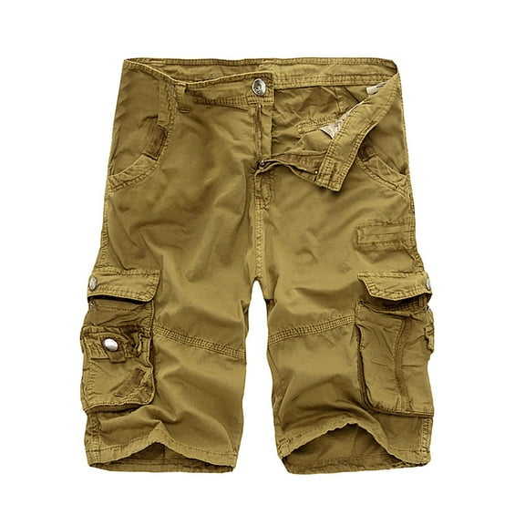 Cargo Shorts for Men Plus Size Zipper Multi Pockets Below Knee Trousers Casual Baggy Drawstring Solid Color Outdoors 3/4 Long Capri Shorts