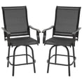 thumbnail image 2 of Outsunny Set of 2 Outdoor Swivel Bar Stools with Armrests, Bar Height Patio Chairs with Steel Frame for Balcony, Poolside, Backyard, Black, 2 of 9