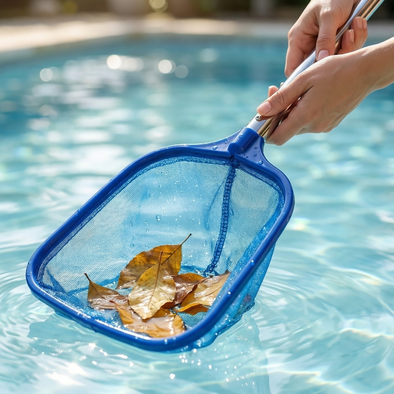 Pool Cleaning Kit with Net, Brush & 3-Section Telescopic Pole - Includes Skimmer, Scrubber Head & Extendable Tubing for Inground/Above Ground Pools, Spas, Hot Tubs, Fountains