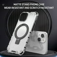 thumbnail image 4 of Magnetic Case for iPhone 14 Heavy Duty Rugged Dual-Layer Protection, [Compatible with MagSafe] Ring Holder Kickstand Shockproof Matte Scratch Armor Back Cover, Clear, 4 of 9
