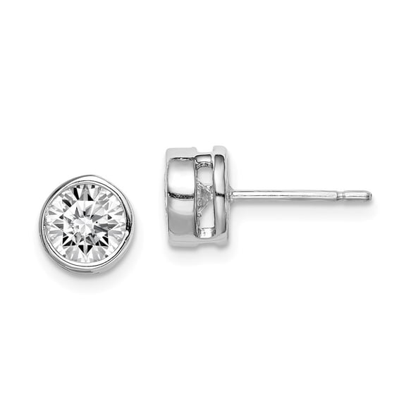 Sterling Silver Cubic Zirconia Post Earrings - Measures 6x6mm Wide