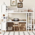 thumbnail image 2 of Leumius Metal Loft Bed with Wardrobe And L-shaped Desk Metal Loft Bed Material: Metal+MDF, Full, 88.6L*55.9W*75.4H, 217.16 LBS, White, Black, 2 of 12