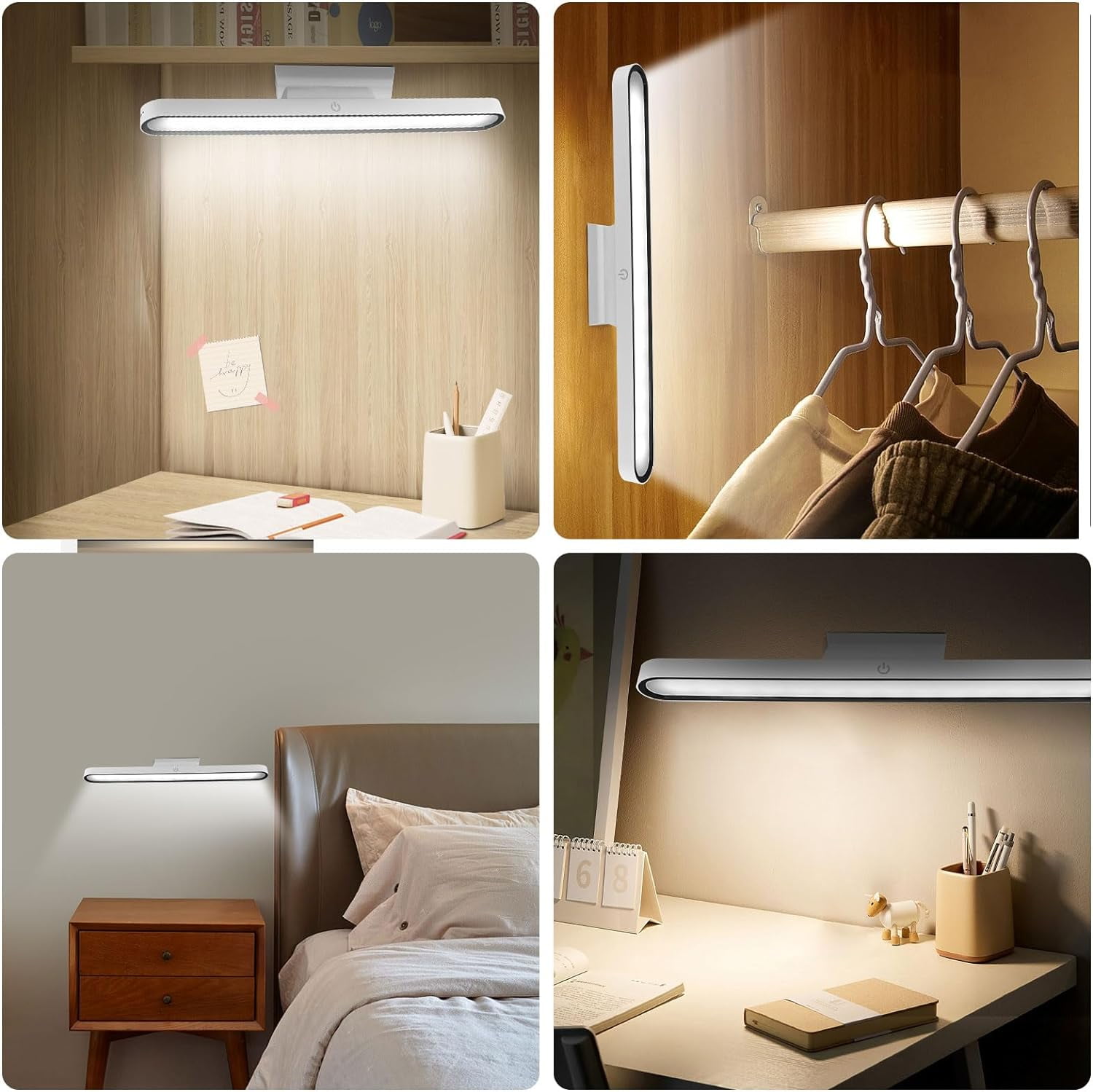 2 Pack Under Cabinet Lights , Wall Read Light, Rechargeable 28 LED Closet Lights with Adjustable Angle, Stepless Dimming and 3 Color Modes, Under Counter Lights for Kitchen