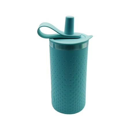 

100Fens Silicone Straw Cup 450ml Sports Silicone Water Bottle Straw Cup Sealed Silicone Cup Leak proof