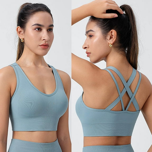 Xucatan Sports Bra for Women Seamless Medium Support Criss Cross Strappy Bras Padded High Impact Yoga Workout Crop Tops Gift