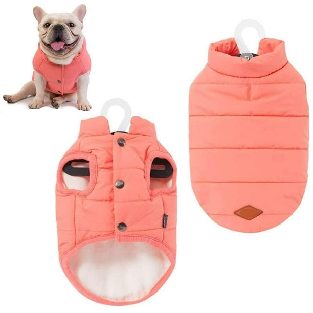 Chaleco para perros pequeños y medianos, de algodón cálido, con agujero para correa, resistente al viento, ropa para mascotas para uso interior y exterior (M, rosa)