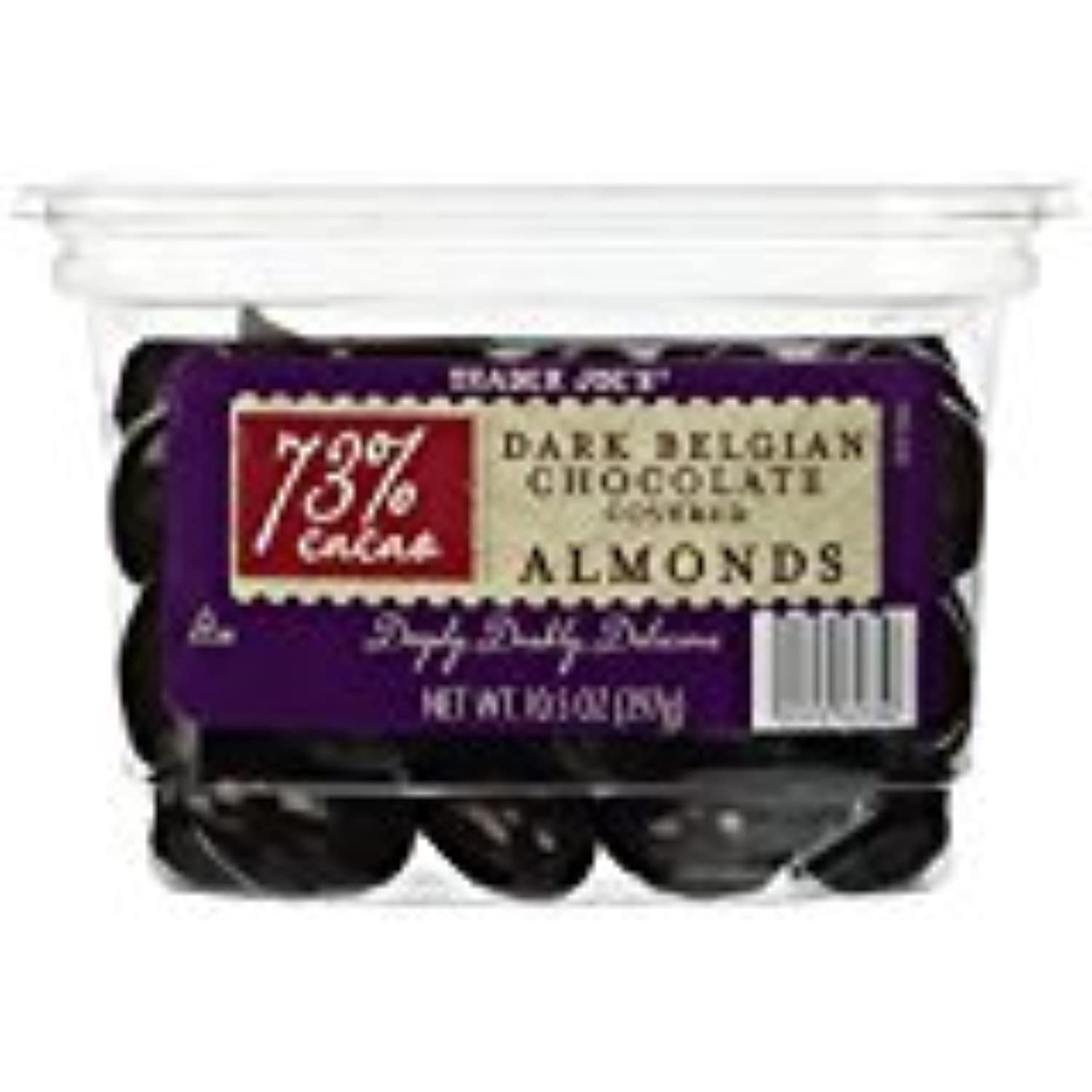 TJ 73 Cocao Dark Belgian Chocolate Covered Almonds 10.5 Oz( Pack Of 2