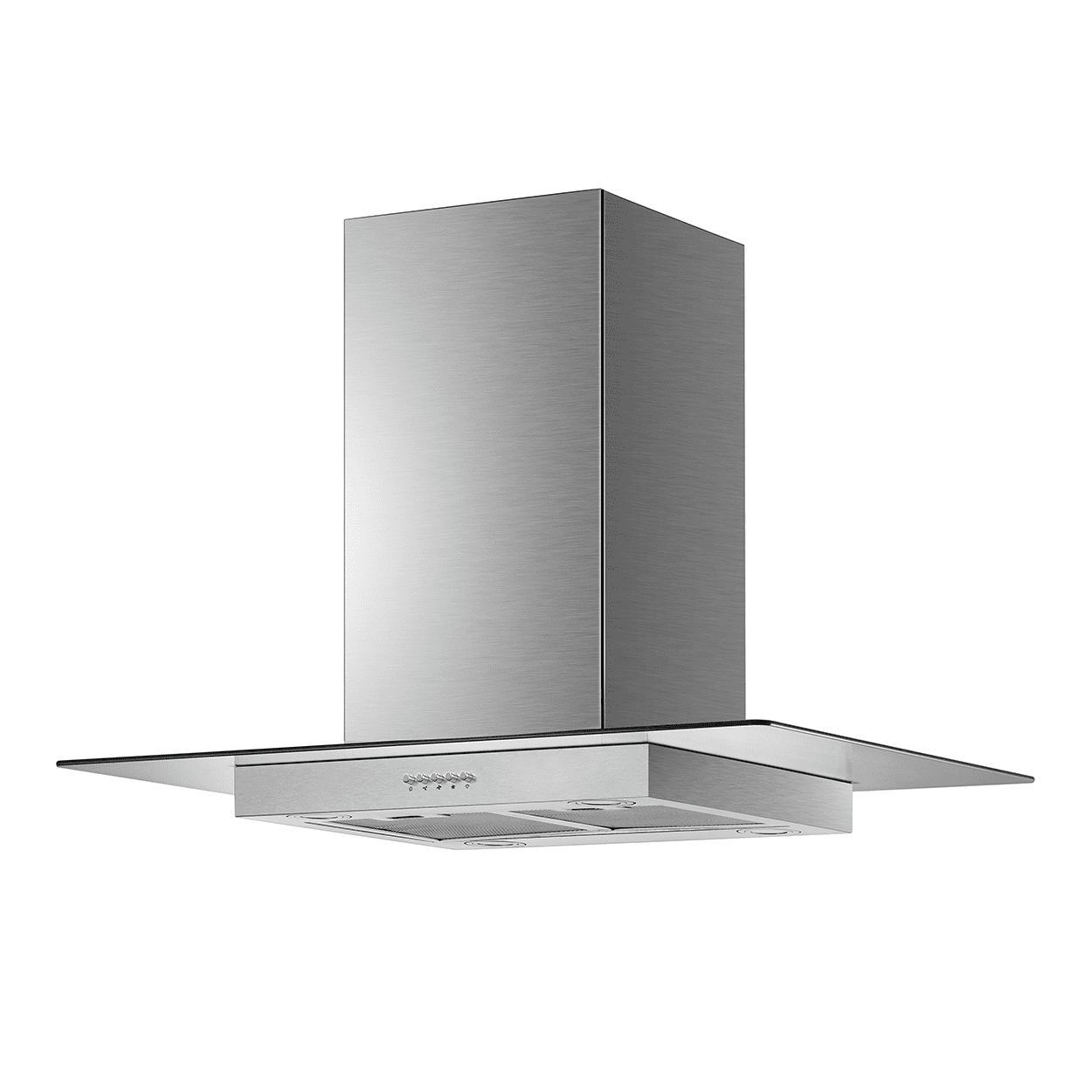 Campana decorativa de isla de 90 cm (36 pulgadas) IHD  Isola Miami 90 en acero inoxidable y cristal plano de isla