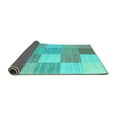 thumbnail image 2 of Ahgly Company Indoor Round Checkered Turquoise Blue Modern Area Rugs, 8' Round, 2 of 4