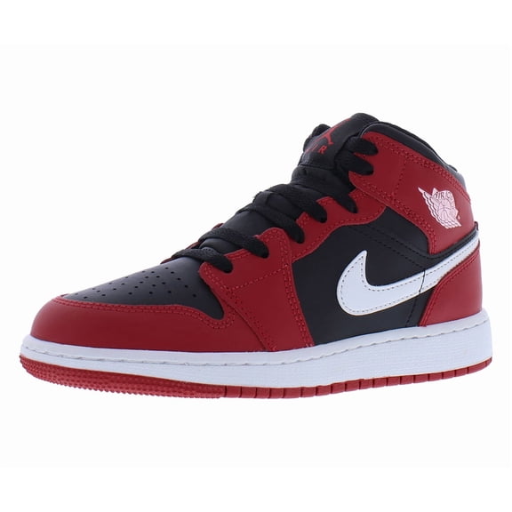 Nike Air Jordan 1 Mid GS Boys Shoes Size 6.5, Color: Black/White/Gym Red