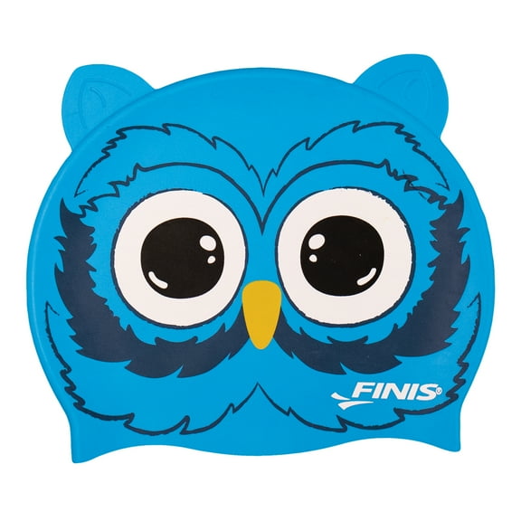 FINIS Animal Heads - Fun Swim Cap for Kids Ages 3 and Up - 100% Silicone Swim Cap with a Rippled Edge for a Comfortable, Watertight Fit - High-Quality Swimming Pool Accessories - Owl
