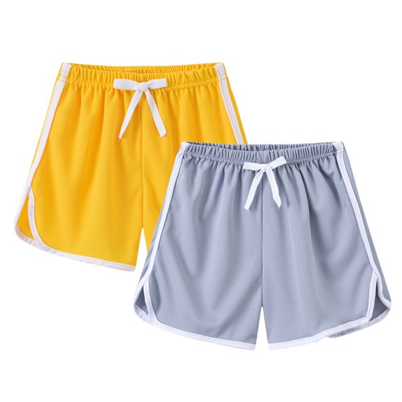 Huvoen Little Girls Boys Running Athletic Shorts 2pc Summer Children's Casual Sports Shorts Solid Color Pants Big Children's Rubber Waist Beach Pants Multicolor 3 Years