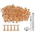 thumbnail image 1 of Unique Bargains 100 Sets Leather Rivets 8 x 6mm Metal with 3 Setter Tools, Light Gold Tone, 1 of 7