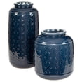 thumbnail image 2 of Vase with Sand Dollar Engraving Set of 2 Navy Blue - Saltoro Sherpi, 2 of 5