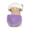 thumbnail image 6 of BLISSFUL STEP Women's Mules Pointed Toe Buckle Strap Block Heel Slip On Shoes Purple White 5, 6 of 7