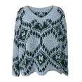 thumbnail image 6 of Fesfesfes Women Sweaters Casual Long Sleeve Loose V-neck Rhombus Pattern Sweater Pullover, 6 of 9