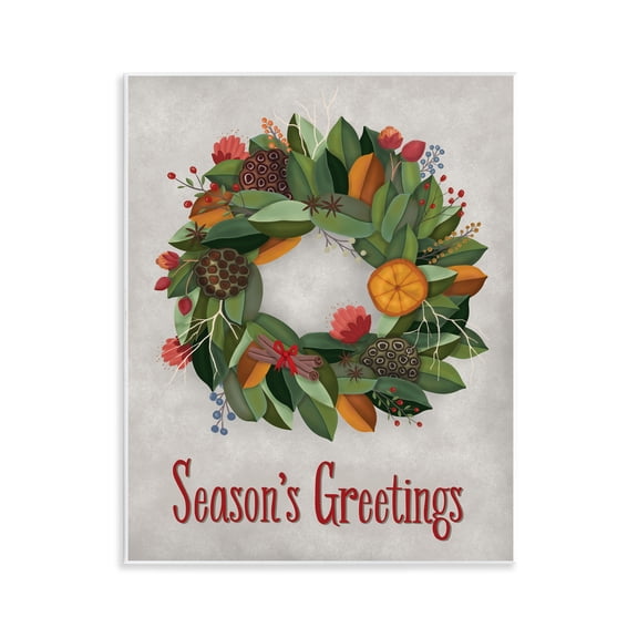 Stupell Industries Holiday Greeting Potpourri Wreath Quotes and Sayings Painting Unframed Art Print Wall Art, 11 x 14