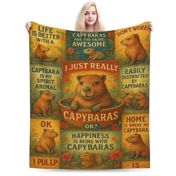 Capybara Blanket for Girls Boys, Throw Blanket for Capybara Lovers Gifts for Women, Birthday Decorations for Home & Travel 50x40