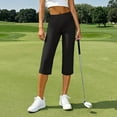 thumbnail image 4 of Miqool Women's Capri Pants Summer Pull-On Stretch Golf Pants High Waisted Straight Leg Business Casual Dressy Work Pants Cropped Yoga Capris with Pockets, 4 of 9
