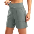 thumbnail image 2 of Womens Wide Leg Yoga Shorts High Waisted Stretch Shorts Summer Gym Athletic Workout Long Shorts With Pockets, 2 of 9