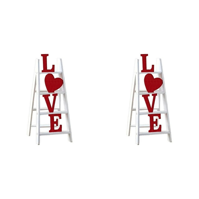 Décor de Bureau Échelle de la Saint-Valentin Décor de Table Amour Décor de la Saint-Valentin Échelle Rouge Décorations de la Saint-Valentin pour la Maison Décor de Table Saint-Valentin
