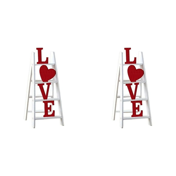 Valentines Day Decorations Clearance! Valentine Ladder Tabletop Decor Love Valentines Day Decor Ladder Red Valentines Day Decorations for The Home Table Decor Valentine 1 Ornament*2
